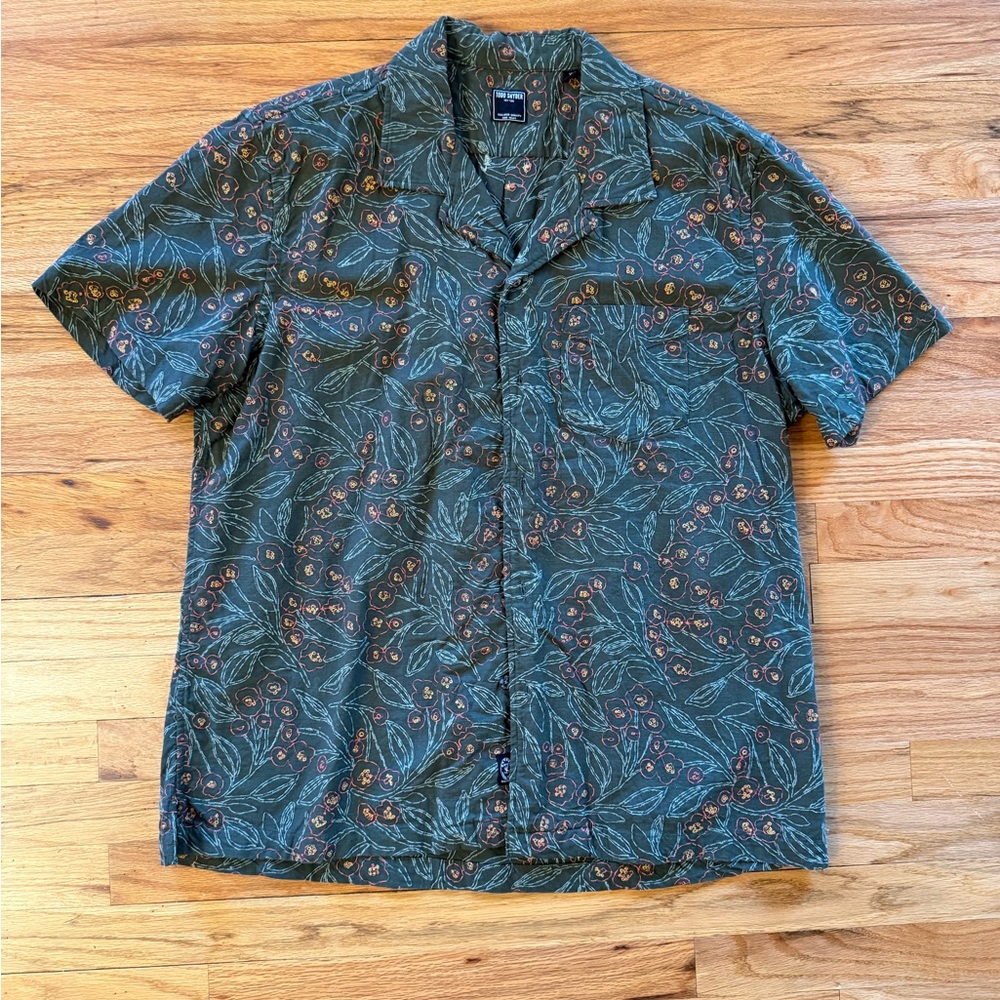 Todd Synder Embroidered Floral Green Men's Shirt